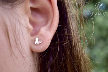 butterfly stud earrings sterling silver